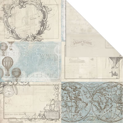 Creative Imaginations - Gallivant - Postcards 12x12 d/sided paper  (pack of 10)