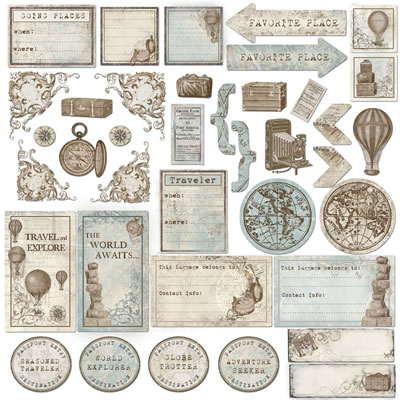 Creative Imaginations - Gallivant - Die Cut Shapes  (sold in 3's)
