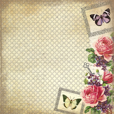 Creative Imaginations - Assemblage - Vintage Rose 12x12 paint it paper w/ varnish pattern  (pack of 5)