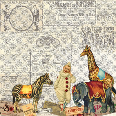 Creative Imaginations - Assemblage - Amusement 12x12 paint it paper w/ varnish pattern  (pack of 5)