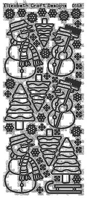 Elizabeth Craft Designs - Peel Off Stickers  Snowman & Trees  Silver  PREORDER2     (sold in 6's)