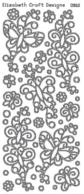 Elizabeth Craft Designs - Peel Off Stickers  Butterflies with Doodles  Silver  PREORDER2     (sold in 6's)
