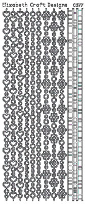 Elizabeth Craft Designs - Peel Off Stickers  Borders  Hearts/Flowers  Silver  PREORDER2    (sold in 6's)