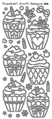 Elizabeth Craft Designs - Peel Off Stickers  Cupcakes  Silver  PREORDER2   (sold in 6's)