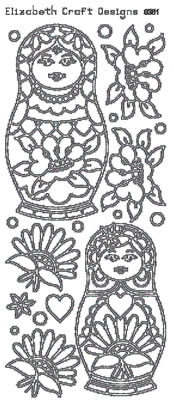 Elizabeth Craft Designs - Peel Off Stickers  Nesting Doll  Silver  PREORDER2 Dolls   (sold in 6's)