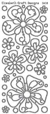 Elizabeth Craft Designs - Peel Off Stickers  Big Flowers  Silver  PREORDER2    (sold in 6's)