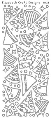 Elizabeth Craft Designs - Peel Off Stickers  Christmas  Silver  PREORDER2 Trees   (sold in 6's)