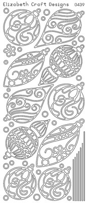Elizabeth Craft Designs - Peel Off Stickers  Christmas Ornaments  Silver  PREORDER2    (sold in 6's)