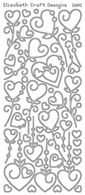 Elizabeth Craft Designs - Peel Off Stickers  Hearts  Silver  PREORDER2   (sold in 6's)