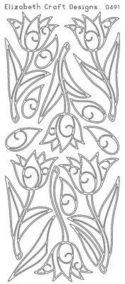 Elizabeth Craft Designs - Peel Off Stickers  Tulips  Silver  PREORDER2   (sold in 6's)