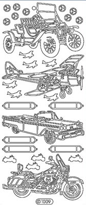 Elizabeth Craft Designs - Peel Off Stickers  Cars- Planes- Motor  Silver  PREORDER2     (sold in 6's)