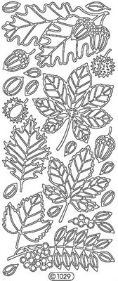 Elizabeth Craft Designs - Peel Off Stickers  Fall Leaves  Silver  PREORDER2    (sold in 6's)