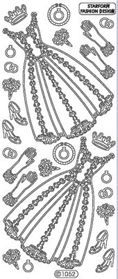 Elizabeth Craft Designs - Peel Off Stickers  Dresses 1  Silver  PREORDER2   (sold in 6's)
