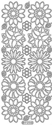 Elizabeth Craft Designs - Peel Off Stickers  Flowers  Silver  PREORDER2   (sold in 6's)