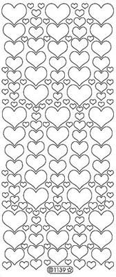 Elizabeth Craft Designs - Glitter Peel Off Sticker   Hearts  PREORDER2    Stickers     Silver (sold in 6's)