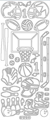 Elizabeth Craft Designs - Peel Off Stickers  Sports  Silver  PREORDER2   (sold in 6's)