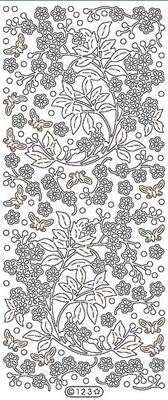 Elizabeth Craft Designs - Peel Off Stickers  Flower Branch  Silver  PREORDER2    (sold in 6's)