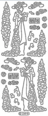 Elizabeth Craft Designs - Peel Off Stickers  Dresses 8  My Fair Lady  Silver  PREORDER2   (sold in 6's)