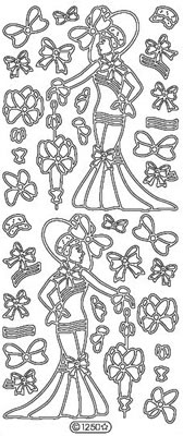 Elizabeth Craft Designs - Peel Off Stickers  Lady with Parasol  Silver  PREORDER2 (sold in 6's)