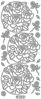 Elizabeth Craft Designs - Peel Off Stickers  Circle of Roses  Silver  PREORDER2     (sold in 6's)