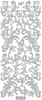 Elizabeth Craft Designs - Glitter Peel Off Stickers  Swirls with Leaves  Silver  PREORDER2 (sold in 6's)