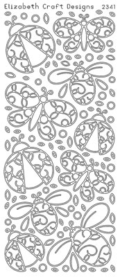 Elizabeth Craft Designs - Peel Off Stickers  Lady Bug  Silver  PREORDER2 Bugs   (sold in 6's)