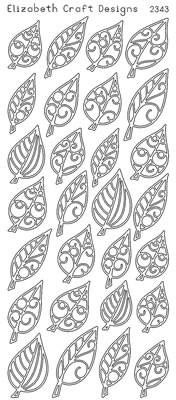 Elizabeth Craft Designs - Peel Off Stickers  Leaves Small  Silver  PREORDER2    (sold in 6's)