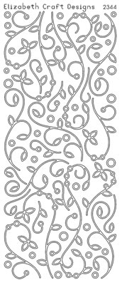 Elizabeth Craft Designs - Peel Off Stickers  Doodles with Leaves  Silver  PREORDER2     (sold in 6's)