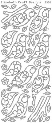 Elizabeth Craft Designs - Peel off Stickers  Birds & Branches  Silver  PREORDER2     (sold in 6's)