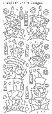 Elizabeth Craft Designs - Peel Off Stickers  Funky Cakes  Silver  PREORDER2    (sold in 6's)