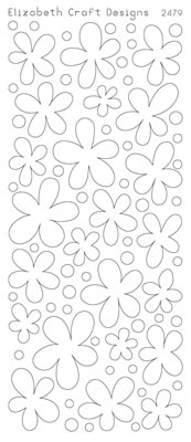 Elizabeth Craft Designs - Glitter Peel Off Stickers  Flowers Solid  Silver  PREORDER2     (sold in 6's)