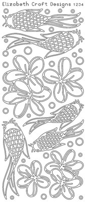 Elizabeth Craft Designs - Peel Off Stickers  Koi Fish & Flowers  Silver  PREORDER2 (sold in 6's)