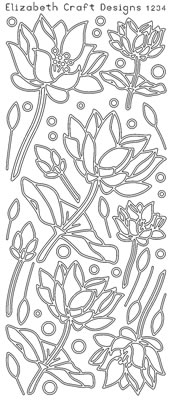 Elizabeth Craft Designs - Peel Off Stickers  Lotus Flowers  Silver  PREORDER2    (sold in 6's)