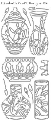 Elizabeth Craft Designs - Peel Off Stickers  Asian Vases  Silver  PREORDER2    (sold in 6's)