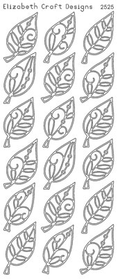 Elizabeth Craft Designs - Peel Off Stickers  Elegant Leaves  Silver  PREORDER2    (sold in 6's)