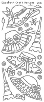 Elizabeth Craft Designs - Peel Off Stickers  Happy Hats  Silver  PREORDER2    (sold in 6's)