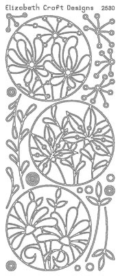 Elizabeth Craft Designs - Peel Off Stickers  Flower Circles  Silver  PREORDER2    (sold in 6's)