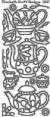 Elizabeth Craft Designs - Peel Off Stickers  Coffee & Tea  Silver  PREORDER2     (sold in 6's)