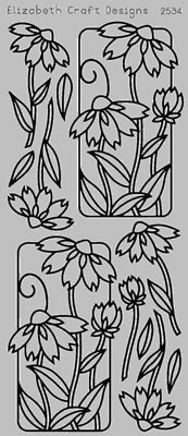 Elizabeth Craft Designs - Peel Off Stickers  Flowers in Frame 2  Silver  PREORDER2 (sold  6's)