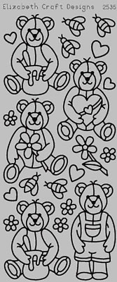 Elizabeth Craft Designs - Peel Off   Cute Bears  Silver  PREORDER2   Stickers (sold in 6's)