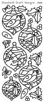 Elizabeth Craft Designs - Peel Off Stickers  Christmas Ornaments 2  Silver  PREORDER2     (sold in 6's)