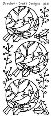 Elizabeth Craft Designs - Peel Off Stickers  Cardinal Bird  Silver  PREORDER2    (sold in 6's)