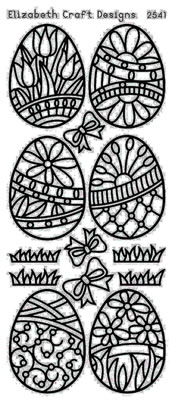 Elizabeth Craft Designs - Peel Off Stickers  Easter Eggs  Silver  PREORDER2    (sold in 6's)