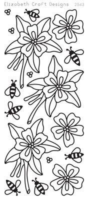 Elizabeth Craft Designs - Peel Off Stickers  Columbines  Silver  PREORDER2   (sold in 6's)