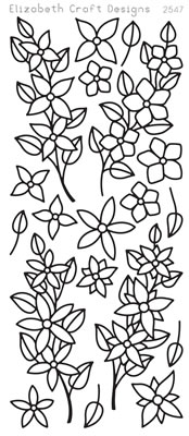 Elizabeth Craft Designs - Peel Off   Flower Vines  Silver  PREORDER2   Stickers (sold in 6's)