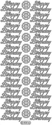 Elizabeth Craft Designs - Peel Off Stickers  Happy Birthday  Silver  PREORDER    (sold in 6's)