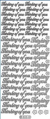 Elizabeth Craft Designs - Peel Off Stickers  Thinking of You  Silver  PREORDER2     (sold in 6's)