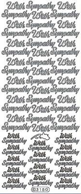 Elizabeth Craft Designs - Peel Off Stickers  With Sympathy  Silver  PREORDER2    (sold in 6's)