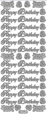 Elizabeth Craft Designs - Peel Off Stickers  Happy Birthday  Silver  PREORDER2    (sold in 6's)