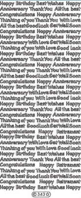 Elizabeth Craft Designs - Peel Off Stickers  Assorted Words  Silver  PREORDER2    (sold in 6's)